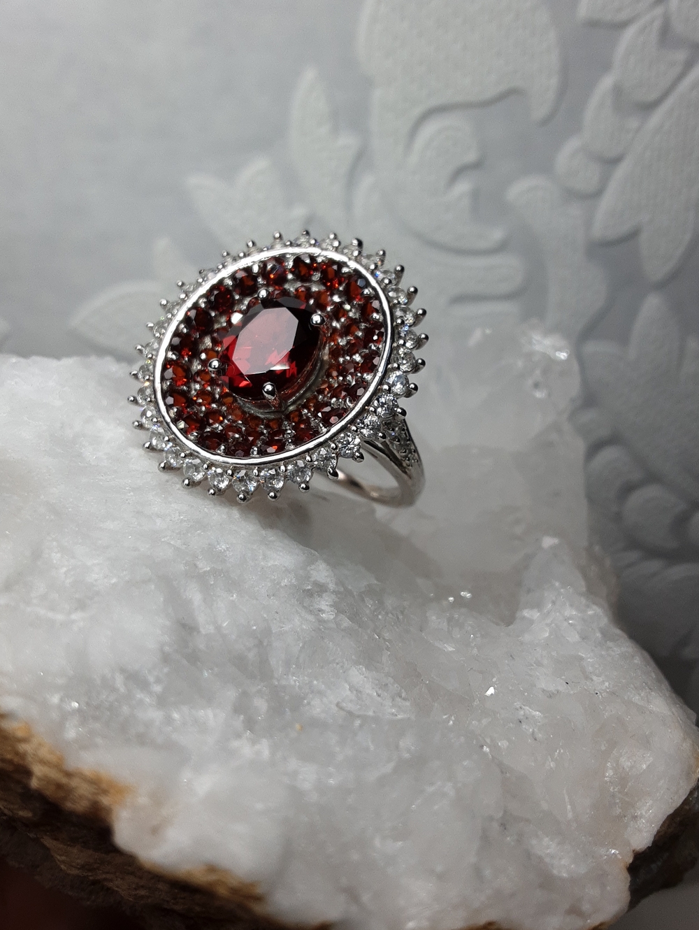 925, Garnet, Zircon Ring.